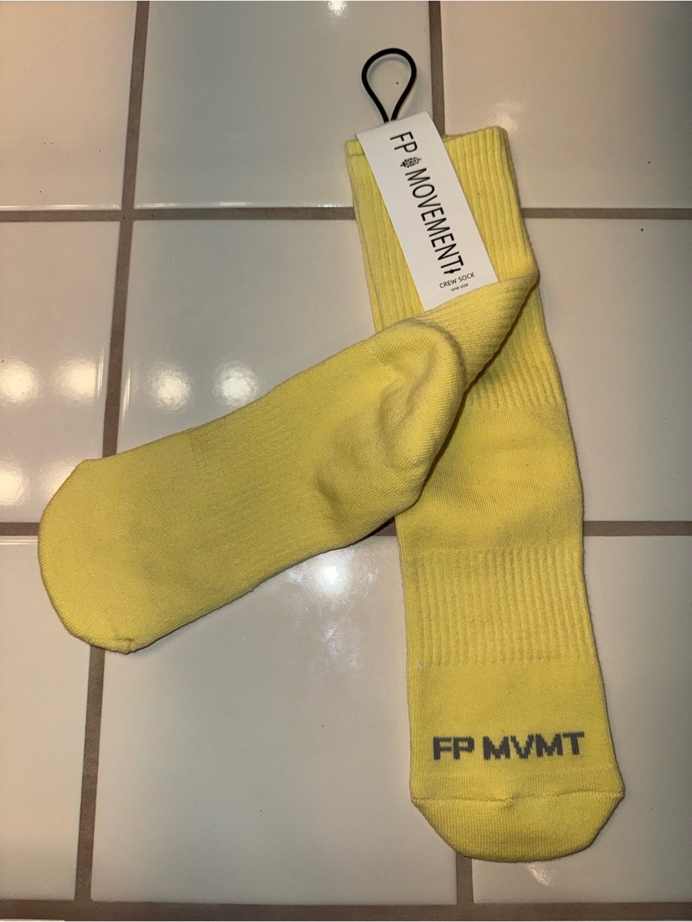 FP Movement by Free People Men's Bright Yellow Athletic Crew Socks